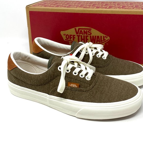 Vans Shoes | Vans Era 59 Flannel Dusty Olive Green Canvas Low Top Casual Men Size Vn0a38fsu4n | Color: Brown | Size: 10 | Mykytas's Closet
